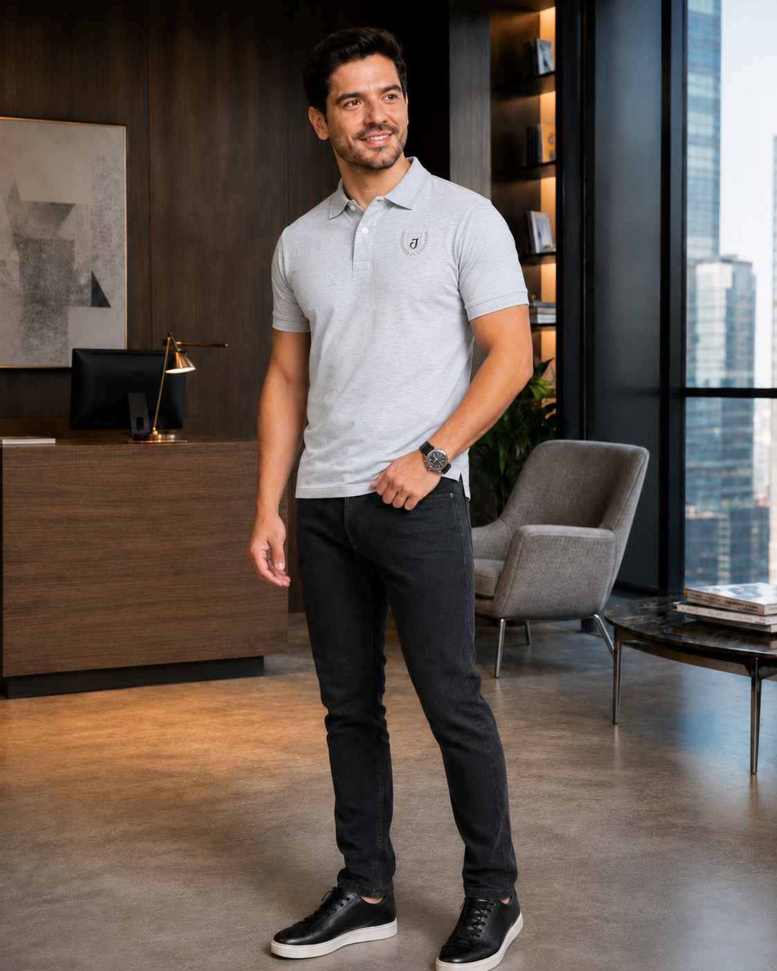 Polo Hilore color gris jaspe